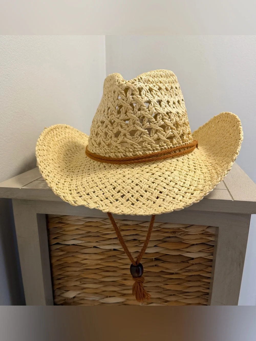 Western Cowboy Hat Festival 100% Paper Straw with Chin Cord - One Size Unisex
